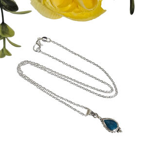 Genuine Turquoise .925 Sterling Silver Pendant Necklace